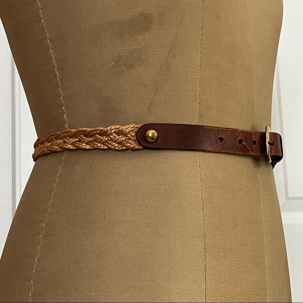 Vintage Calderon Rope Belt w Leather Buckle